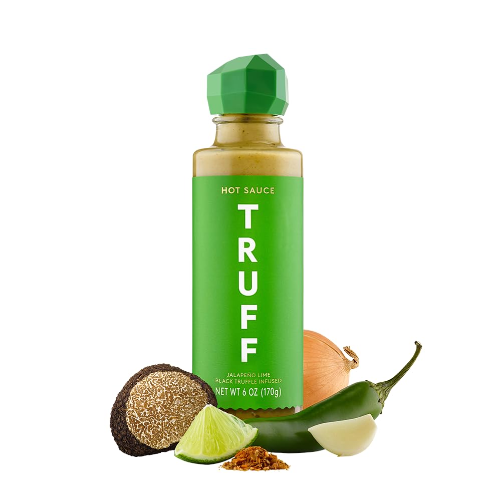 TRUFF Jalapeño Lime Hot Sauce, Gourmet Hot Sauce with Black Winter Truffles, Green Jalapeño Peppers, Black Truffle Oil, Unique Flavor Experience in a Bottle, 6 oz.