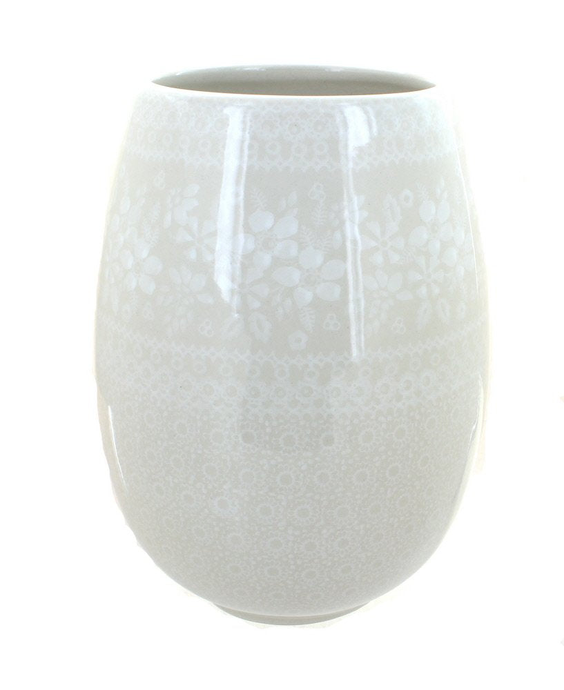 Blue Rose Polish Pottery White Lace Vase