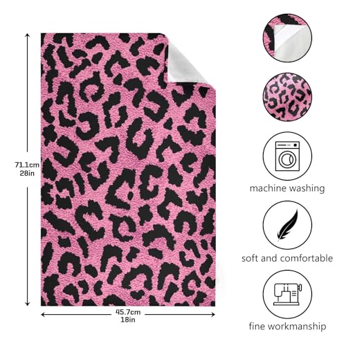 Glamorous Pink Leopard-Skin-Print Absorbent Dish Towels (Set of 4)