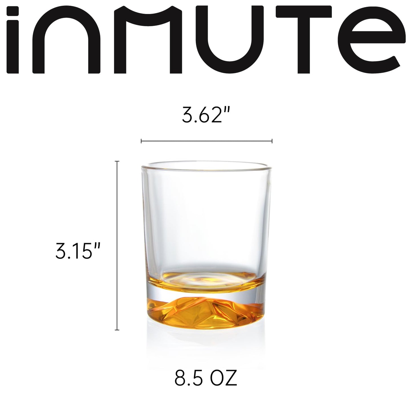 inmute Mesa Drinking Glasses, Double Old Fashioned Glasses for Home Bar, 8.5 oz Colored Mountain Base Glassware Set of 4, Rocks Glasses and Whiskey Glasses set for Bourbon, Scotch
