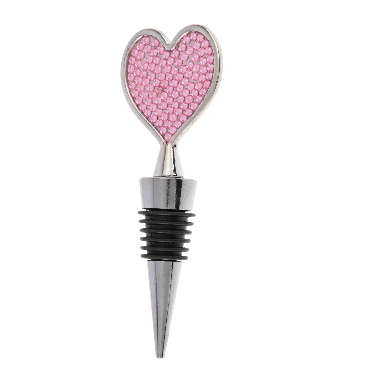 Fashion Premium Heart Shape Crystal Bottle Stopper,Bling Wine Stopper,Rhinestone Wine Corks For Party,Bar,Wedding(Baby Pink Heart)