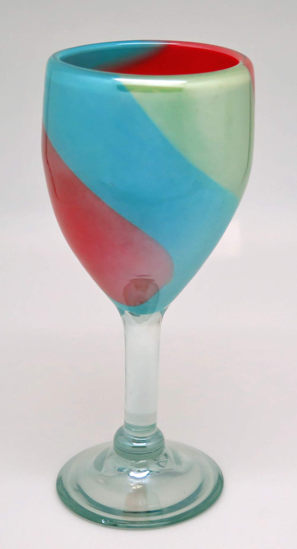 Hand-Blown Eye4Art Wine Glasses – Tropical Tri-Color (Set of 4, Handmade in Mexico)