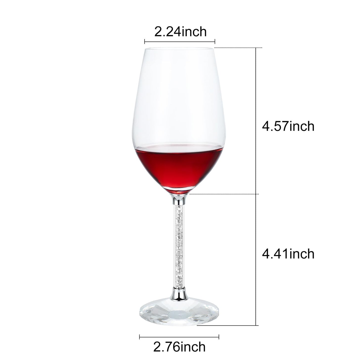 sugarchef Wine Glasses 2 Pieces Long Stem Filled with Crystals Elegant Wine Glasses for Home,Wedding, Parties, Anniversary (Silver)