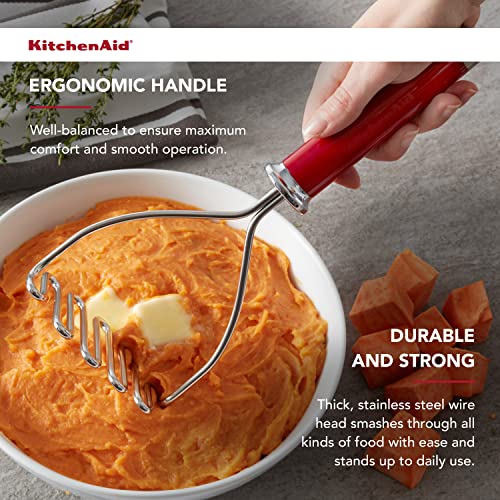 KitchenAid Gourmet Stainless Steel Wire Masher, 10.24-Inch, Empire Red