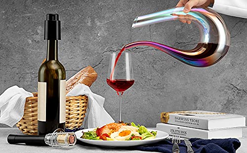 Château La Dérive Iridescent Crystal Wine Decanter Set with Wine Accessories