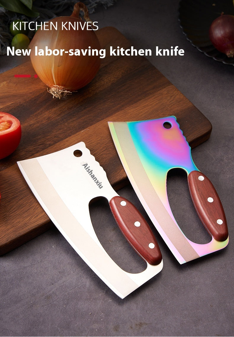 Colorful Kitchen Knife with Wood Grain Handle