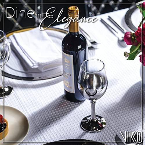 Vikko Décor Silver Ombre Wine Glasses: 14 Ounce Fancy Wine Glasses With Stem for Red and White Wine – Thick and Durable – Dishwasher Safe Goblets – Great Gift Idea – Set of 6 Decorative Wine Glasses