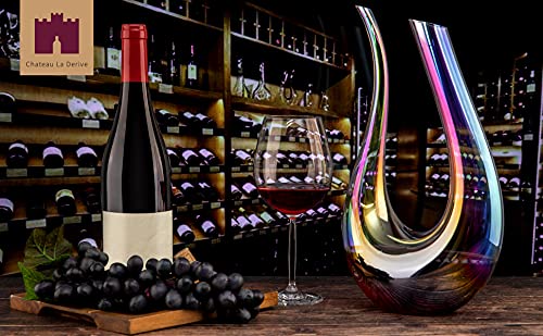 Château La Dérive Iridescent Crystal Wine Decanter Set with Wine Accessories