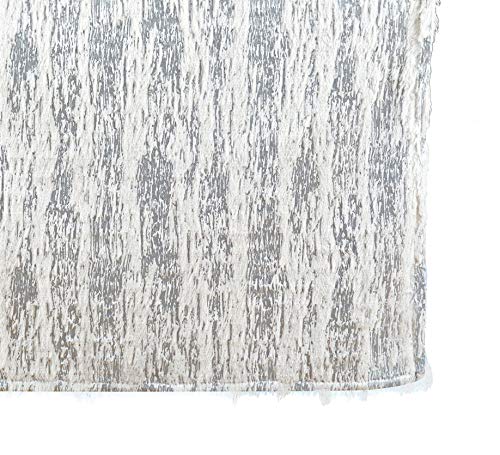 Fennco Styles Brushed Metallic Foil Collection Glamorous Faux Fur 16 x 72 Inch Table Runner – Silver Table Cover for Christmas Dinner, Family Gathering, Special Events and Home Décor