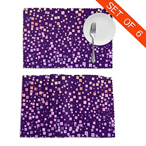 Purple and Pink Effervescent Bubble Table Placemats (Set of 6)