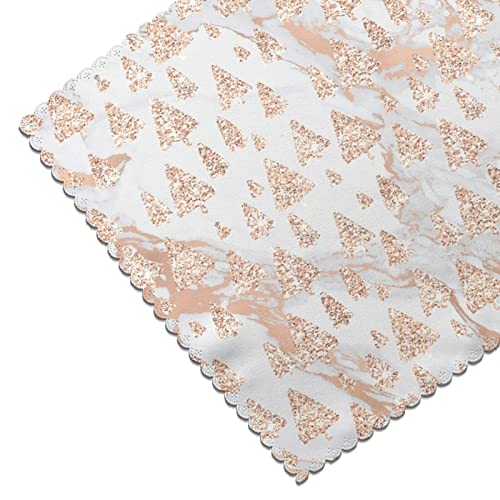 Pink Rose Gold Glitter Table Placemats with Forest Motif (Set of 6)