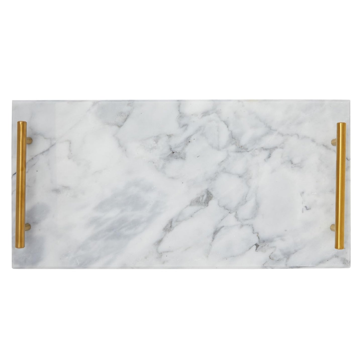 Juvale Marble Serving Tray with Gold Handles for Coffee Table, Kitchen (Rectangle, 15x7.5 in)