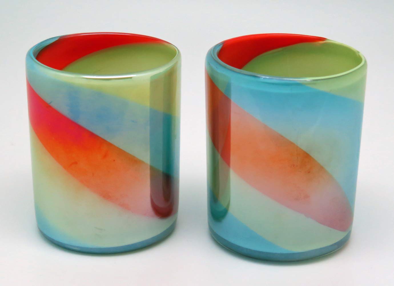 Hand-Blown Rainbow Hue Mexican Glasses, 12 Oz. (Set of 6)