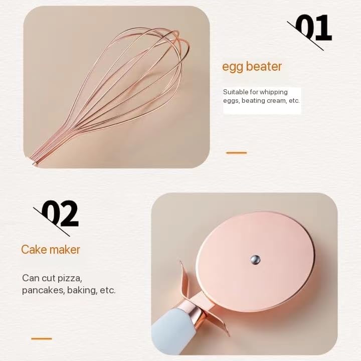 7-Piece Set of Kitchen Tools and Gadgets with Anti-Slip Handles (Rose Gold and Pink)