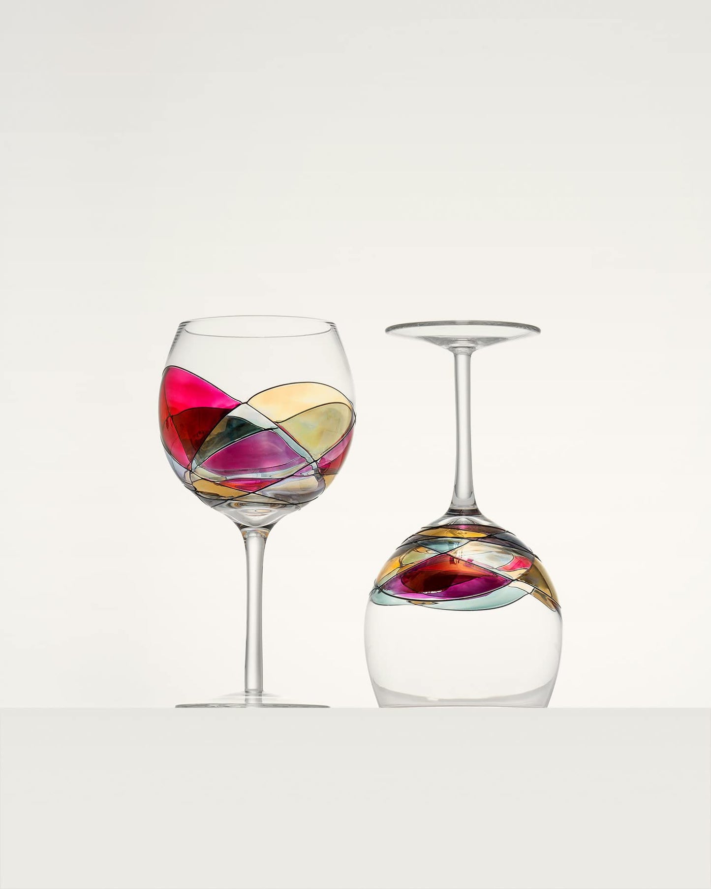 Handpainted Antoni Barcelona Balloon Gin Cocktail Glasses 21 Oz. Sagrada Familia Set 2 Hand Painted Unique Presents Gifts Women Men Mother Stained Artistic Gaudi Lovers