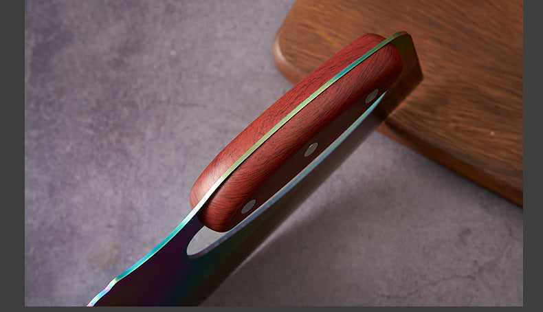 Colorful Kitchen Knife with Wood Grain Handle