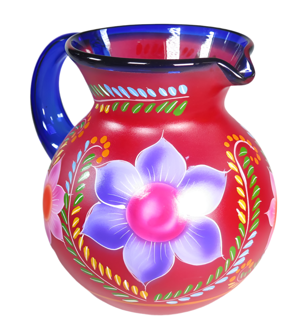 Eye4Art Hand-Blown and Hand-Painted Mexican Margarita Glasses and Pitcher (5-Piece Set)
