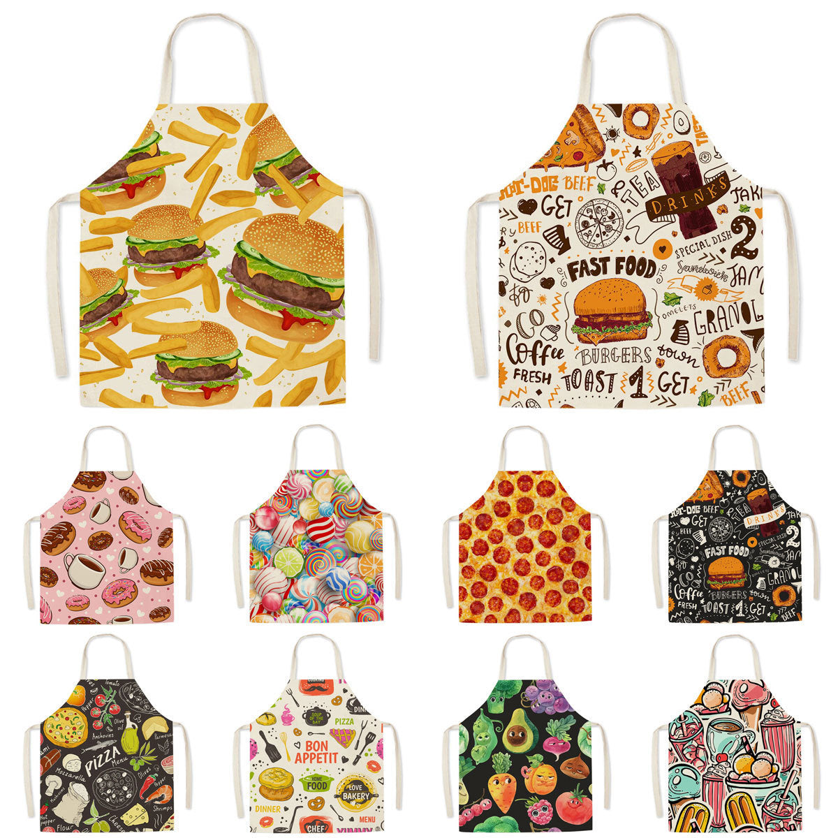 Food-Themed Linen Sleeveless Apron