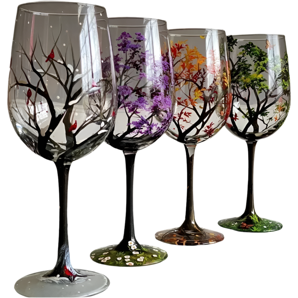Four Seasons Wine Glasses - Shown in Autumn