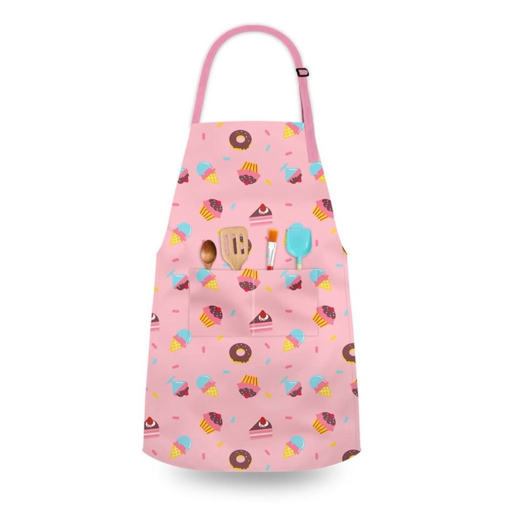 Kids’ Apron for Cooking, Baking, Painting, Crafting, and Gardening - Pastries, Strawberry or Unicorn Theme