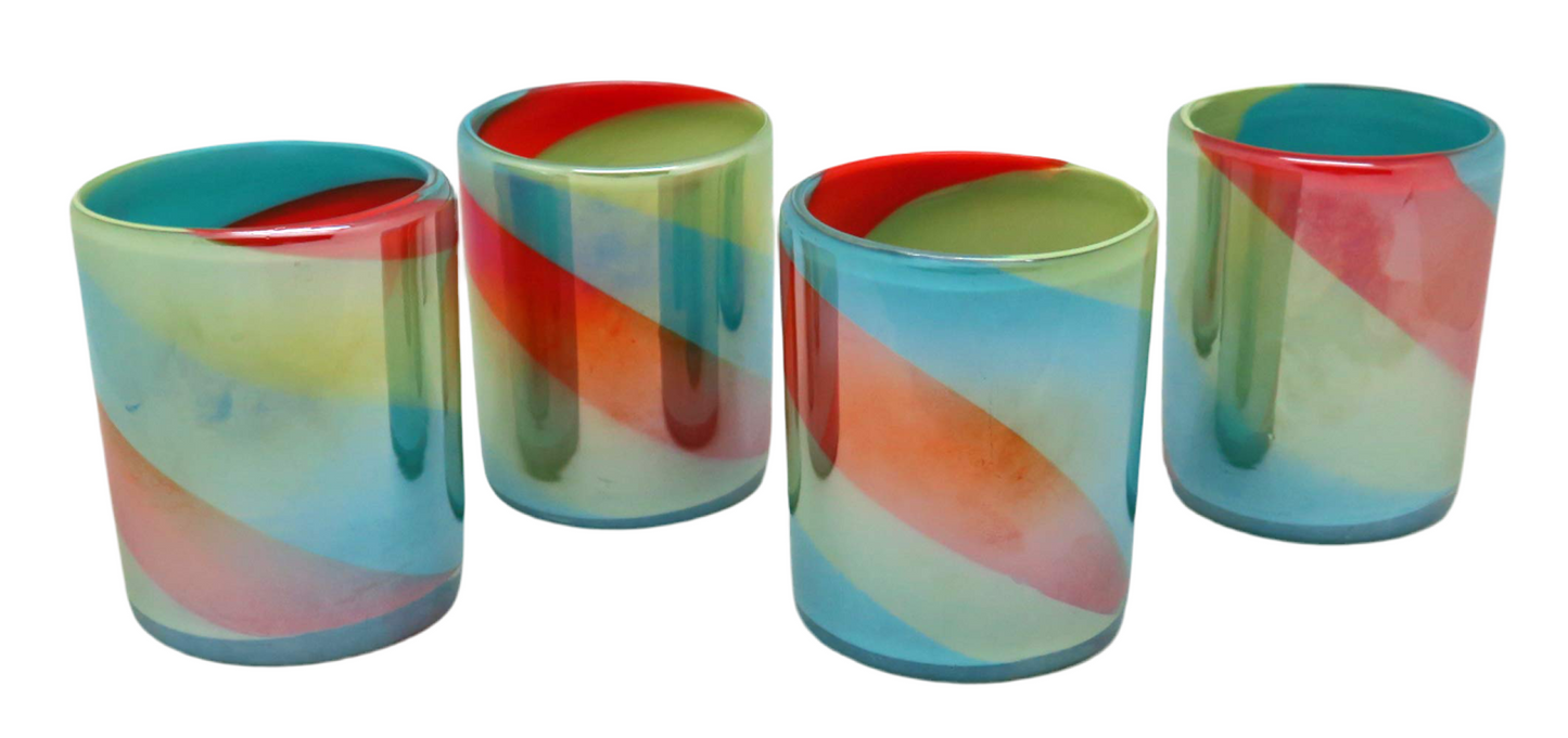 Eye4Art Mexican Glasses, Hand Blown, Tropical Tricolor (Set of 4)