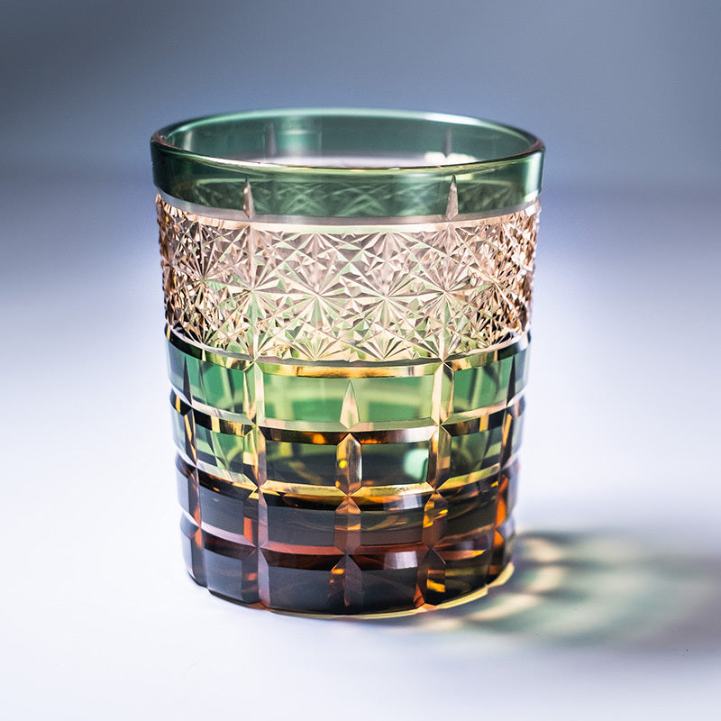 Japanese Hand-Carved Crystal Wine Glass in Multiple Styles