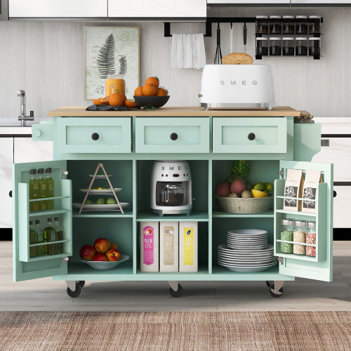 Kitchen Trolley with Rubberwood Folding Leaf Countertops