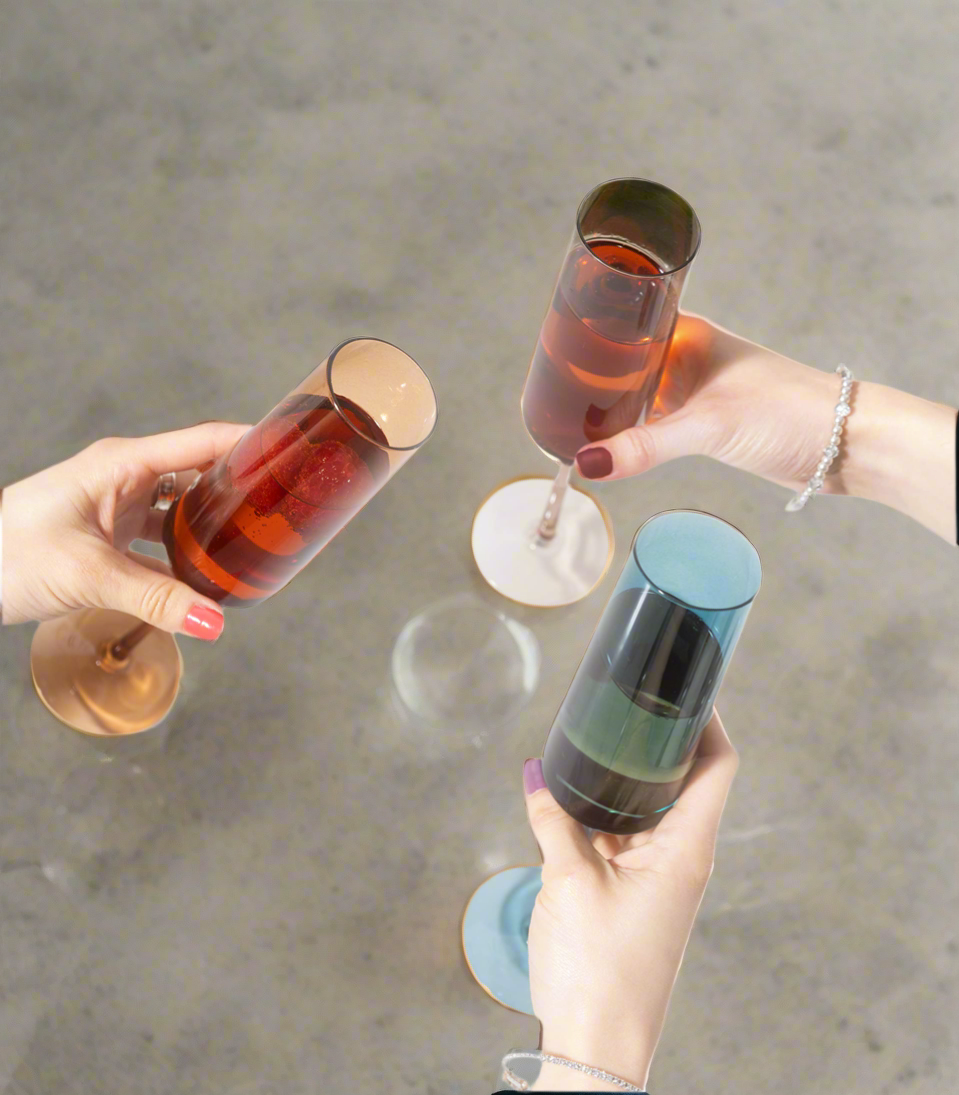 Saludi Colored Wine Glasses & Matching Champagne Flutes (as featured on Bachelor in Paradise)