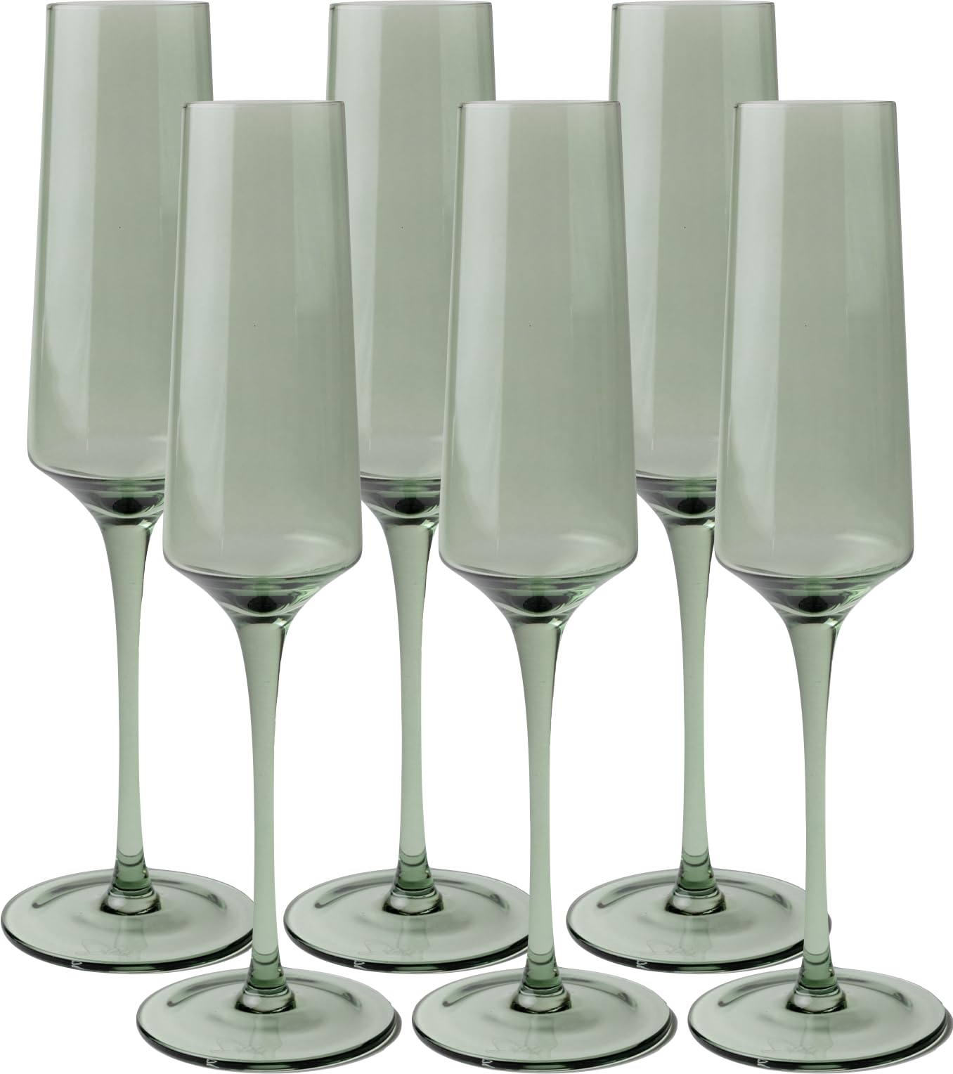 Saludi Colored Champagne Flutes - As Seen on 'Bachelor in Paradise' - 6.5oz (Set of 6) Stemmed Glass - Great for All Occasions and Gifts - Luxury, Durable, Hand-Blown (Light Blue Sea)