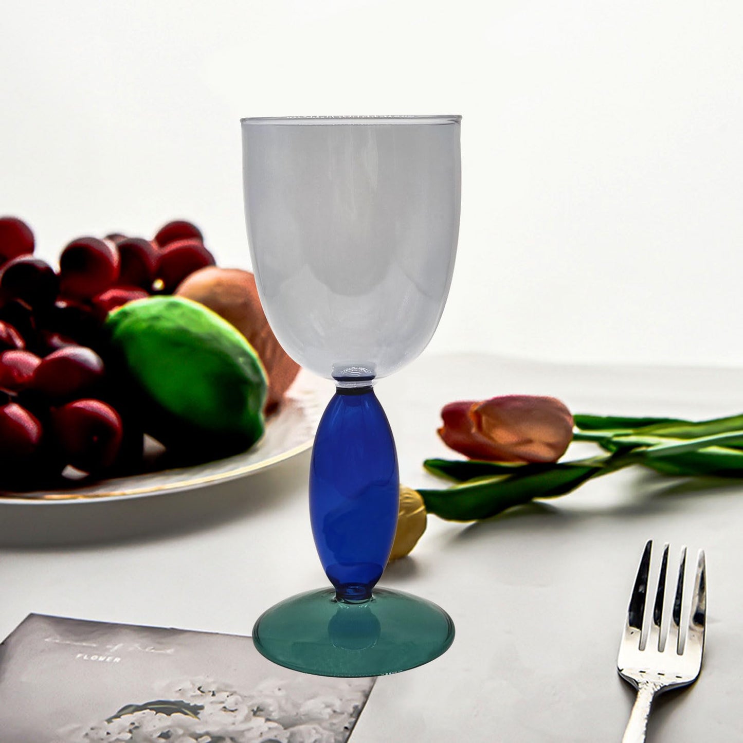 Creative Wine Glasses, 13.5 oz Red Wine Glass Colorful Wine Glass Goblet Wine Cocktail Juice Glass for Party Dinner Wedding Festival Kitchen Bar Celebration (1Pcs) (5)