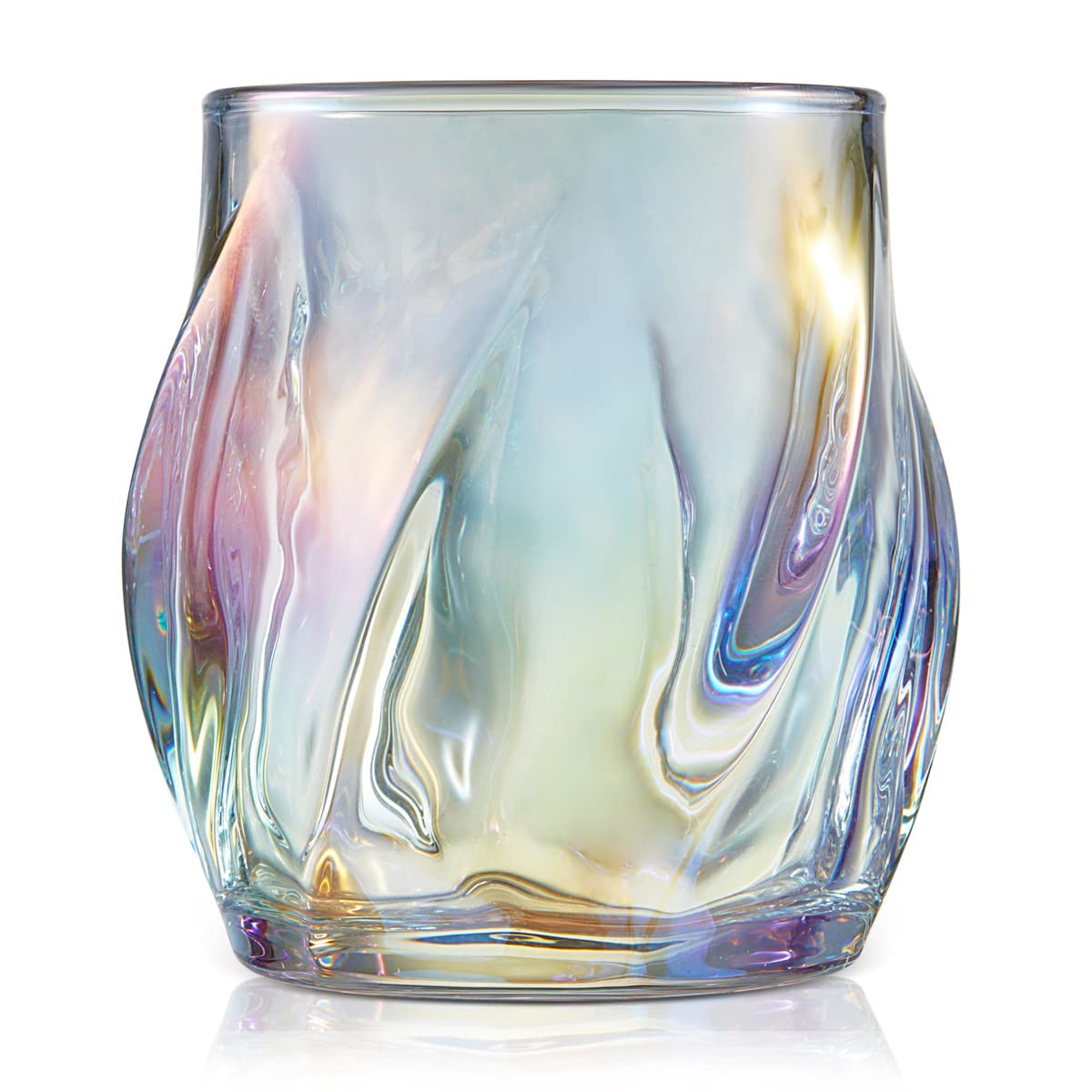 ANBFF Whiskey Glasses Set of 2, Colorful Rock Glass, 8.5 OZ Drinking Glasses, Creative Twisted Crystal Old Fashioned Tumbler for Bourbon, Scotch, Cocktail, Tequila, Wine, Rum