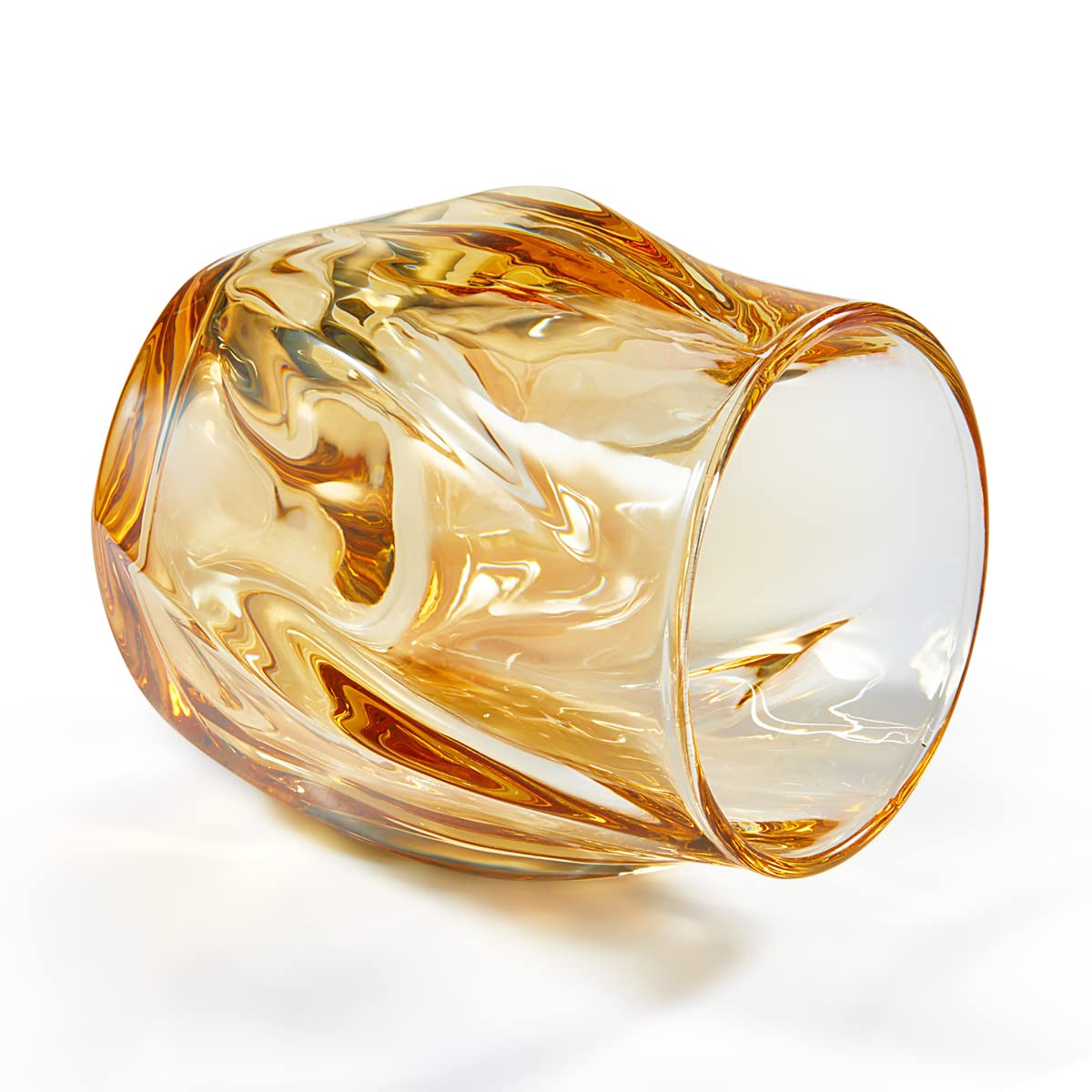 ANBFF Whiskey Glasses Set of 2, Rocks Glass, 8.5 OZ Drinking Glasses, Creative Twisted Crystal Old Fashioned Cocktail Glass Tumbler for Bourbon, Scotch, Tequila, Cognac, Rum