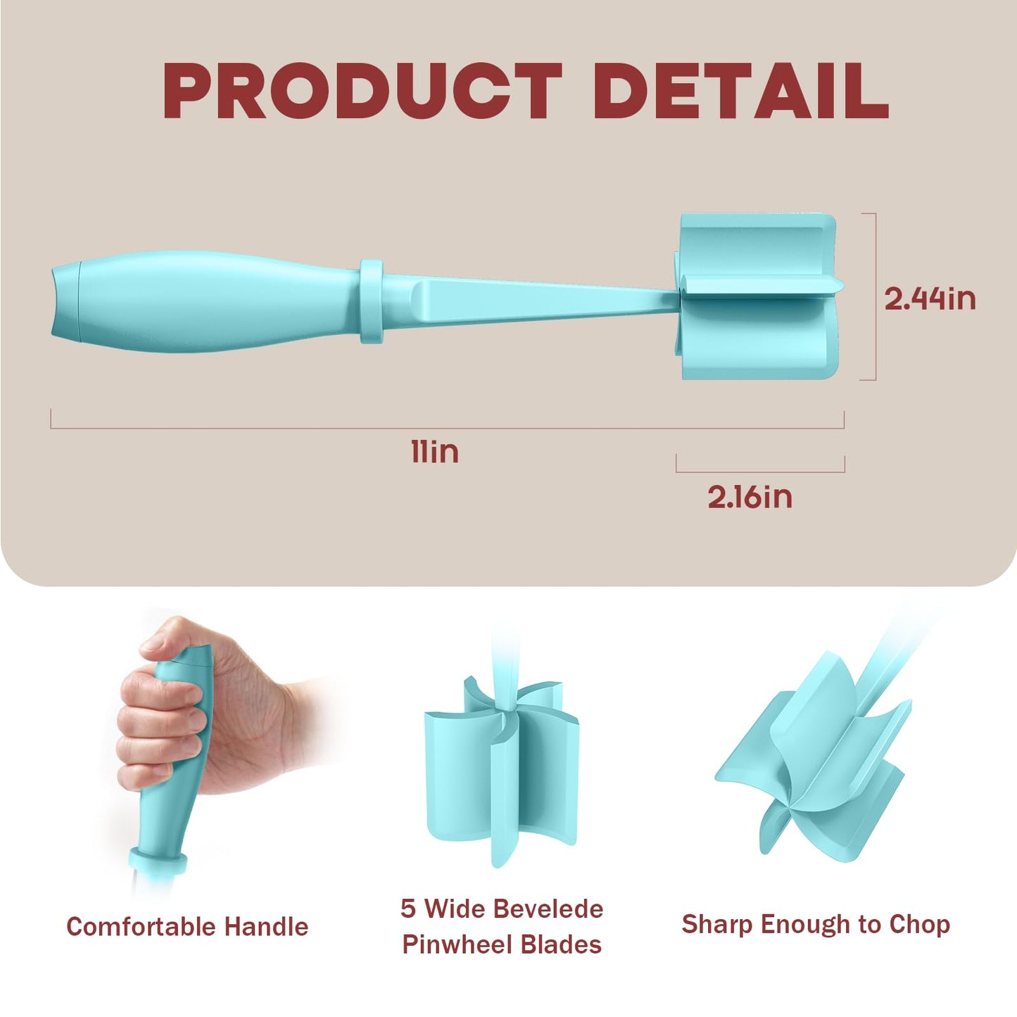 Meat Chopper, Hamburger Chopper, Premium Heat Resistant Masher and Smasher for Hamburger Meat, Ground Beef, Ground Turkey and More, Nylon Ground Beef Chopper Tool and Meat Fork, Mix Chopper-Aqua