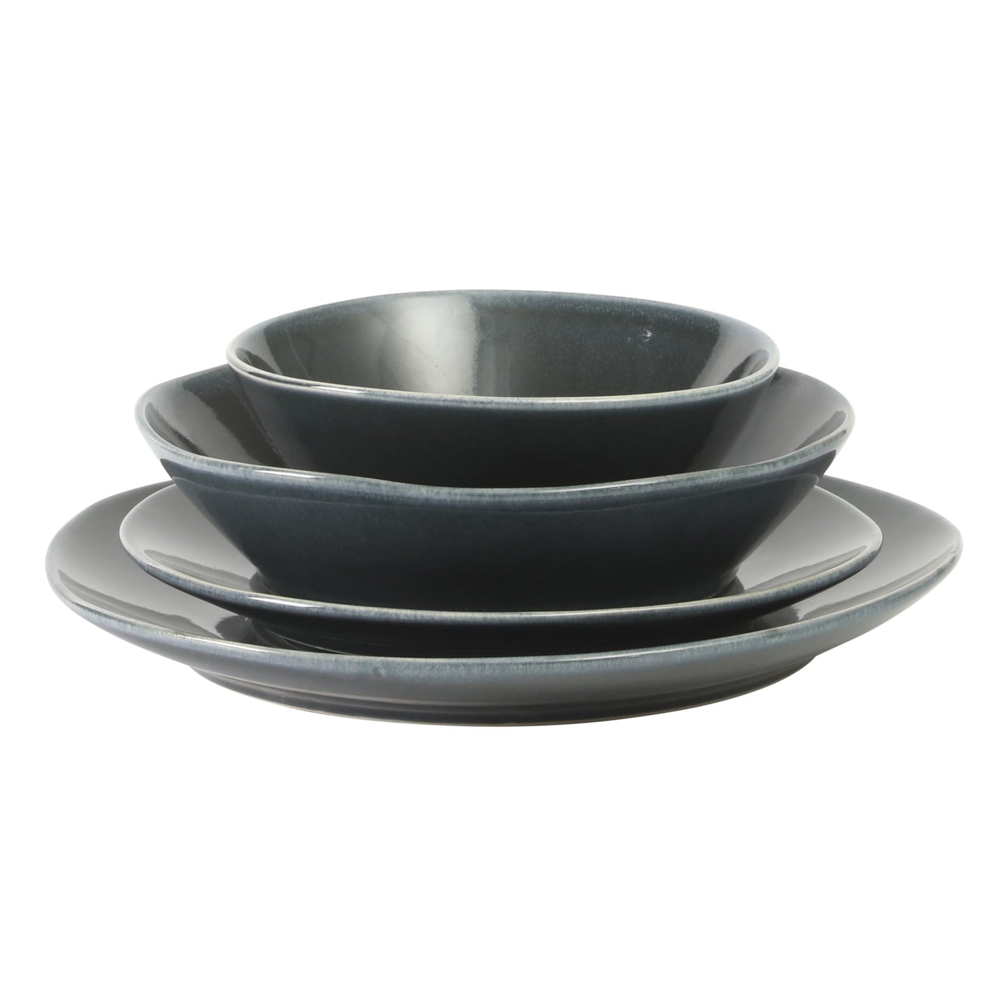 Bloomhouse - Oprah's Favorite Things - Montecito Breeze 16 Piece (Service for 4) Double Plates and Bowls Stoneware Reactive Glaze Dinnerware Set - Laguna Dawn