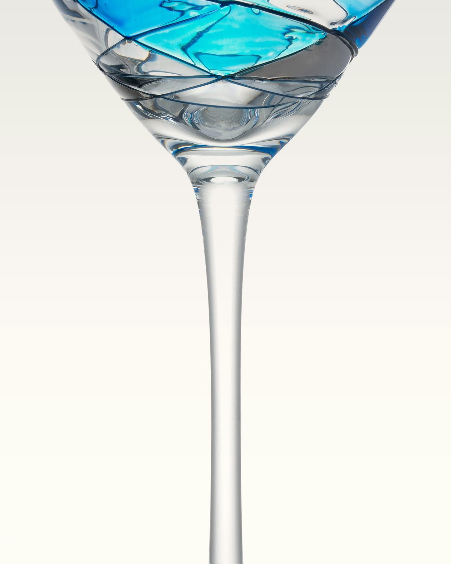 Antoni Barcelona Martini Glass Special Dry Cocktail 12 Oz. BLUE LINE Refreshment Party Mediterranean Stunning Gift Drinkware Birthday Present Weddding Anniversary (Set 2)