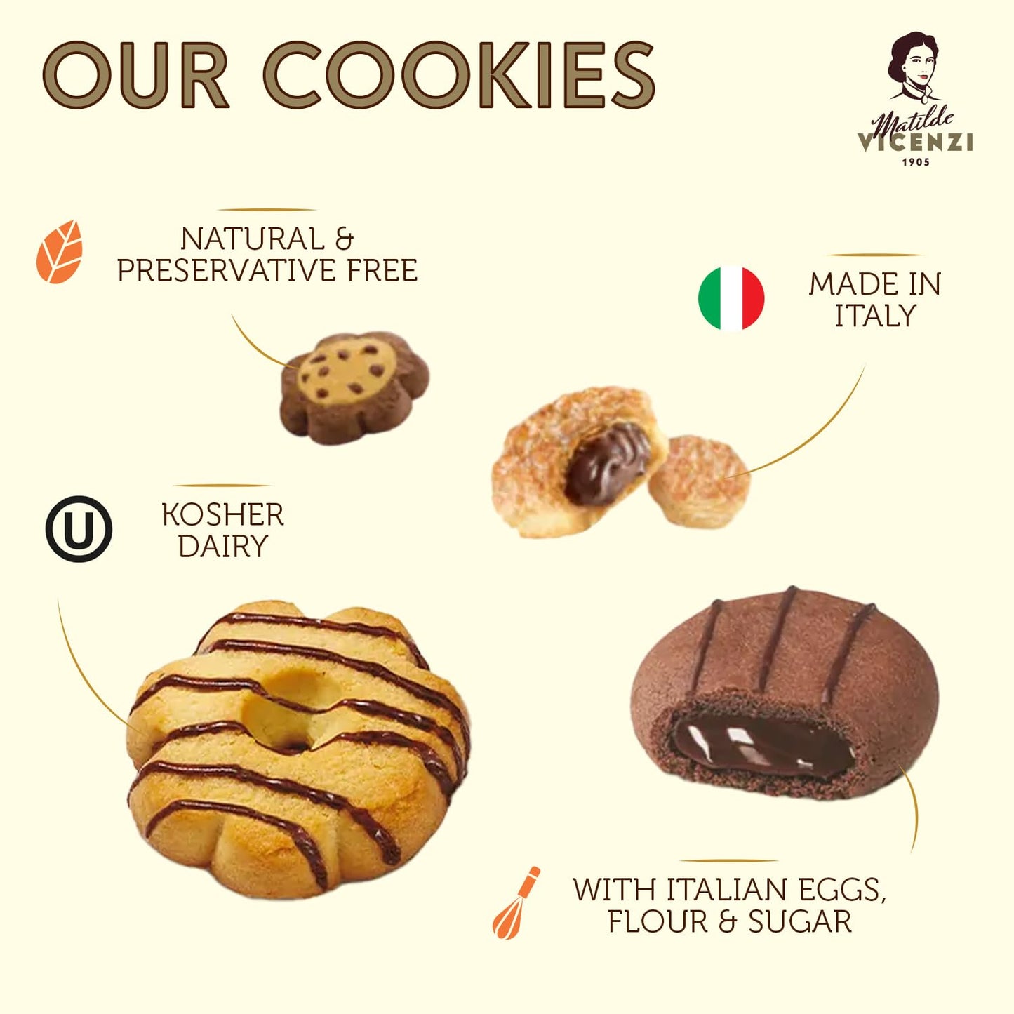 Matilde Vicenzi Roma Cookie Tin - Italian Pastries and Bakery Cookies in Individually Wrapped Trays - Bakery Dessert Gifts - Puff Pastry, Assorted Cookies in Italian Design Gift Tin 32oz (907g)