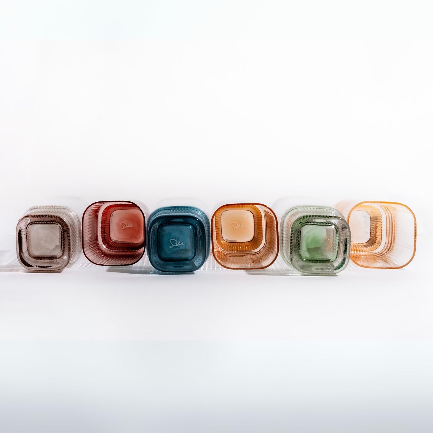 Saludi Highball Glasses - Multicolored Set of 6 - Copyright Design - Square and Architectural