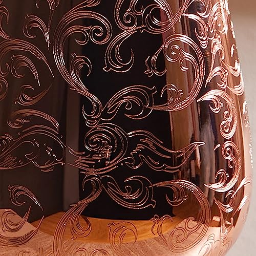 Sky Fish Stemless Stainless Steel Etching Wine Glasses,18 oz Copper Plated,Set Of 4