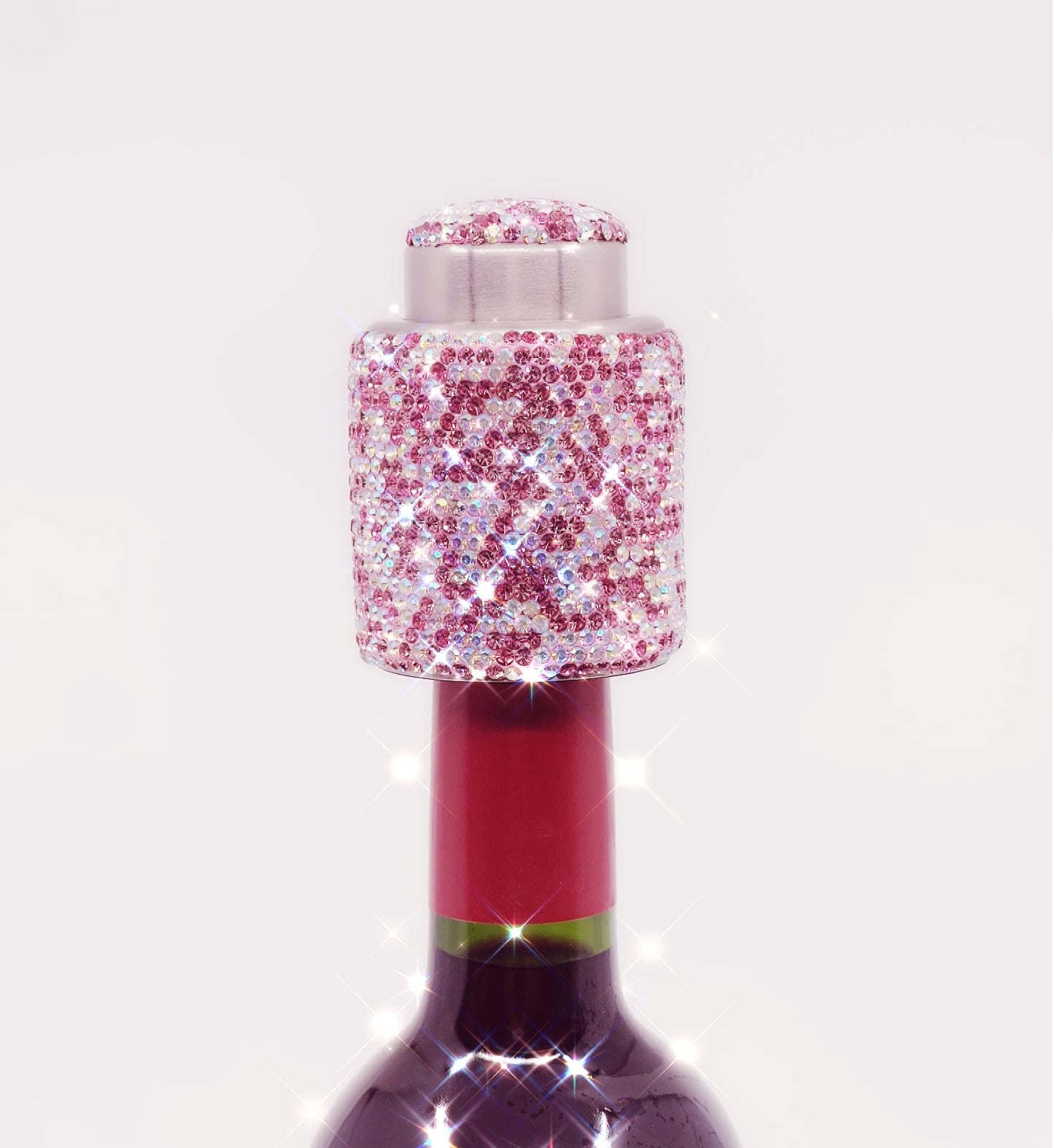 Pink Bling Rhinestone Wine Bottle Stopper – Luxurious Sparkling Wine Saver for White & Red Wine, Perfect Stocking Stuffer & Christmas Gift, Elegant Wine Accessory by TISHAA (Pink Long)