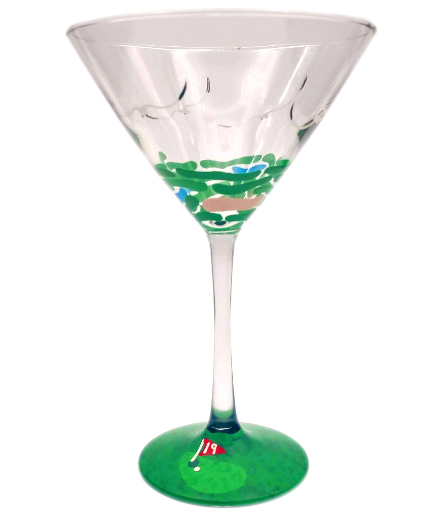 Golf Martini Glass - Hand Painted - 19th Hole - Gift for Him, Dad, Golfer