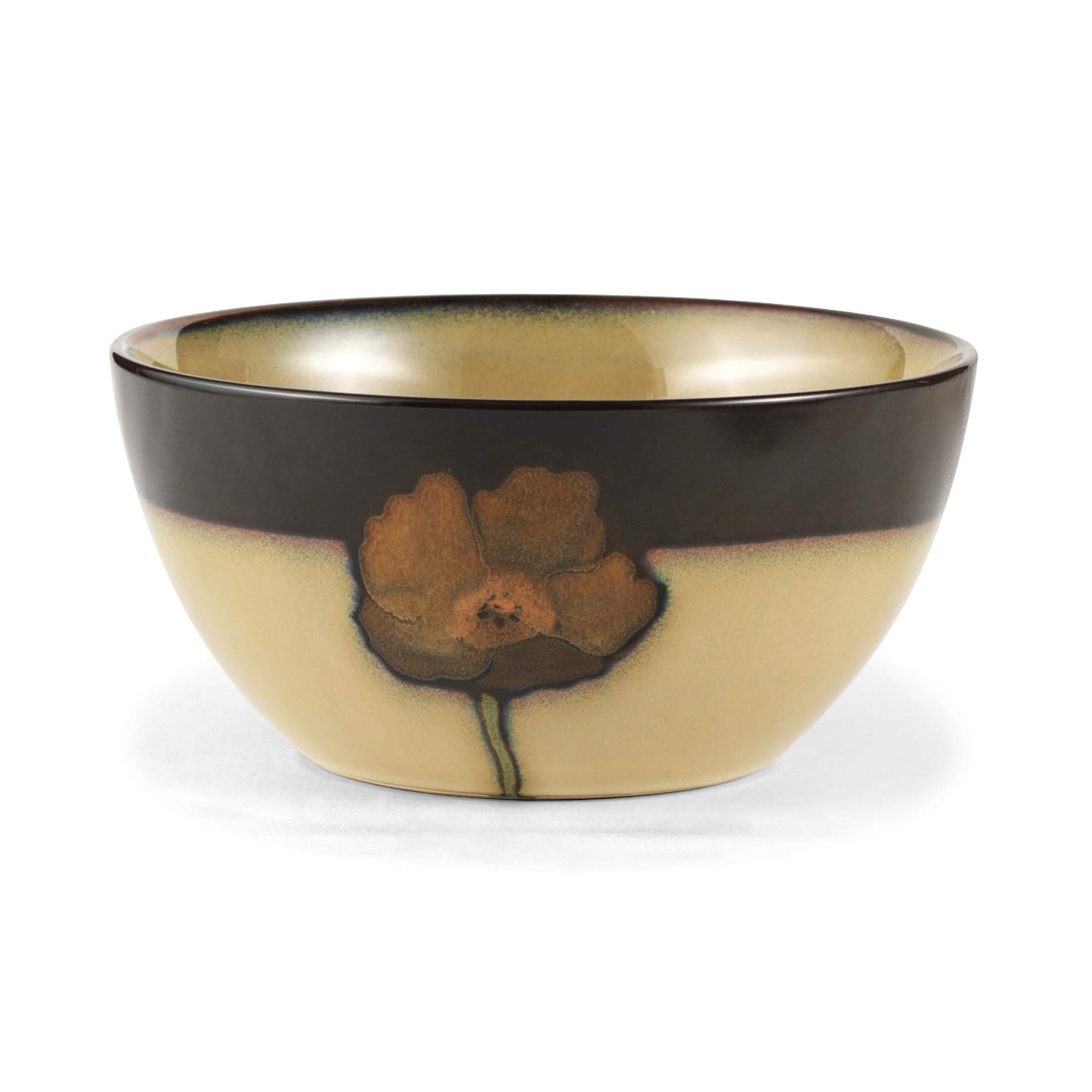 Pfaltzgraff Painted Poppies 16-Piece Stoneware Dinnerware Set, Service for 4, Tan/Assorted -