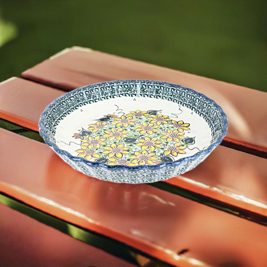 Blue Rose Polish Pottery Summer Picnic Pie Plate