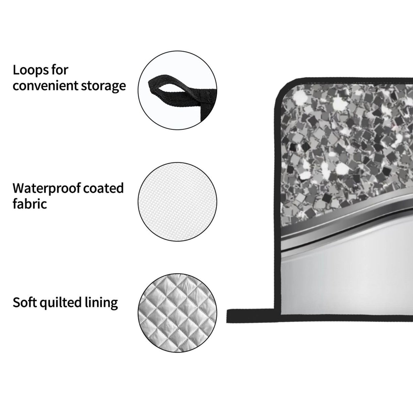 Silver Sparkle Glam Bling Oven Mitts and Pot Holders 4 Pcs Set,High Heat Resistant 500 Degree Extra Thicken Long Kitchen Cotton Oven Glove for Cooking