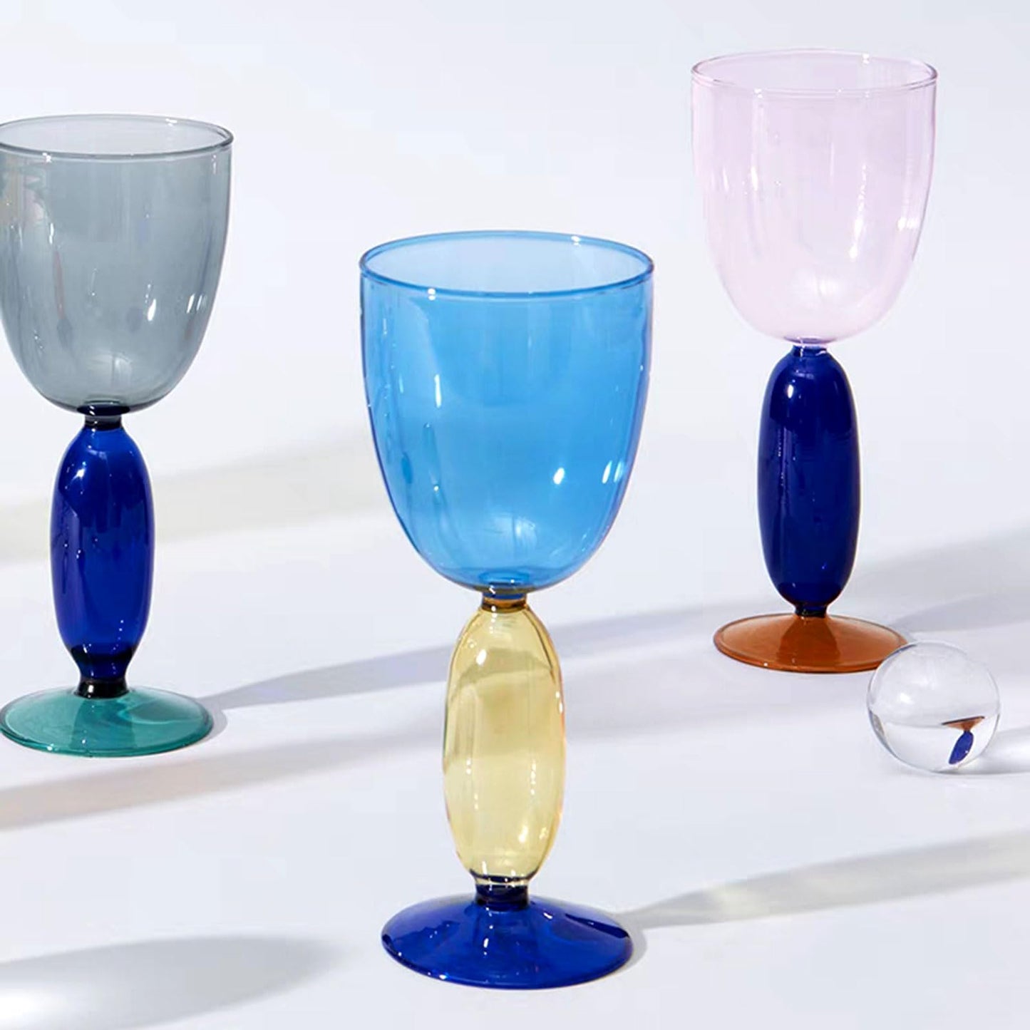 Creative Wine Glasses, 13.5 oz Red Wine Glass Colorful Wine Glass Goblet Wine Cocktail Juice Glass for Party Dinner Wedding Festival Kitchen Bar Celebration (1Pcs) (5)