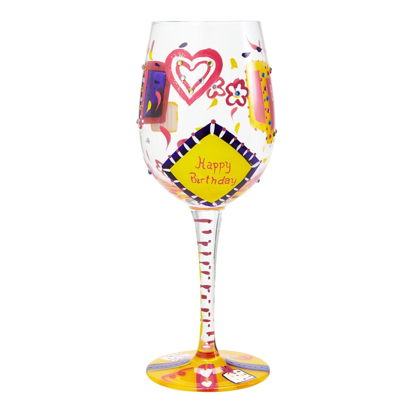Lolita Birthday Girl Artisan Painted Wine Glass Gift, Multicolor, 1 Count (Pack of 1)