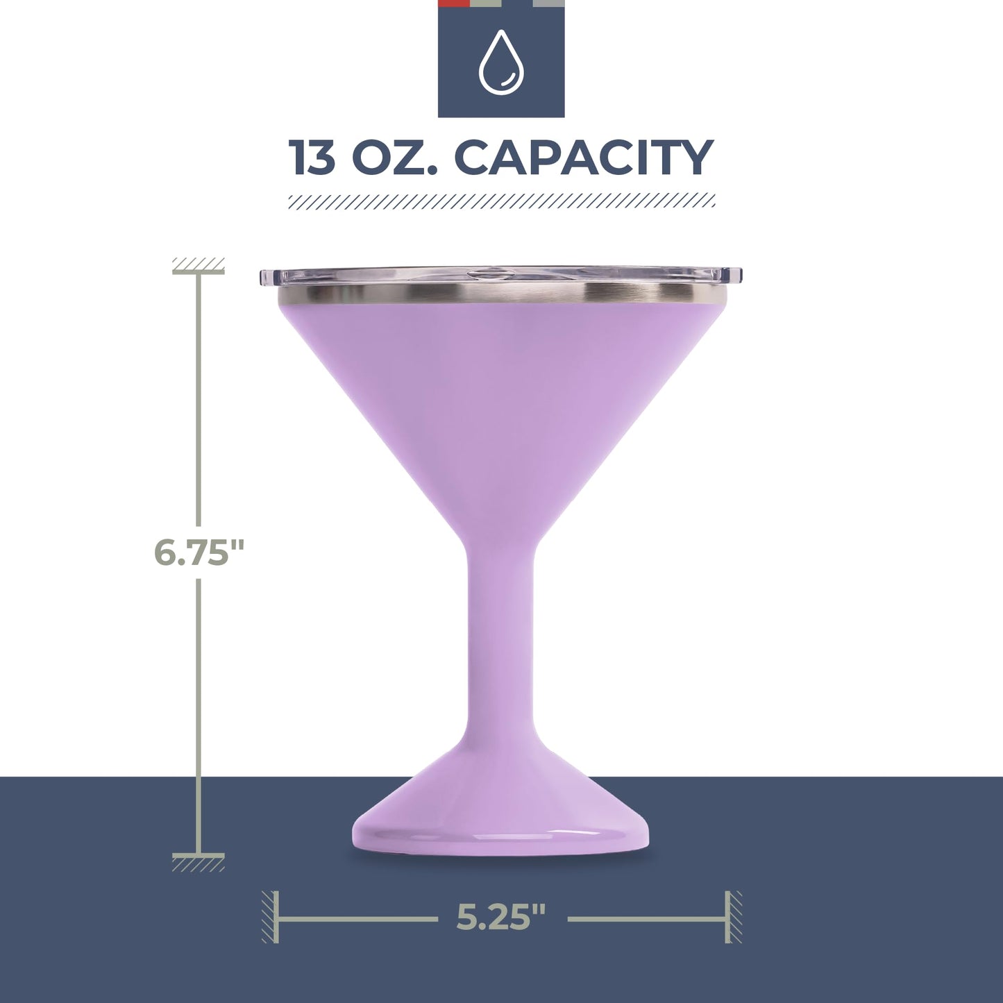 ORCA Tini 13oz Stainless Steel Martini Glass | Temperature Insulated Tumbler for Every Outdoor, Picnic, Poolside, Beach & Patio Party — Stainless Steel