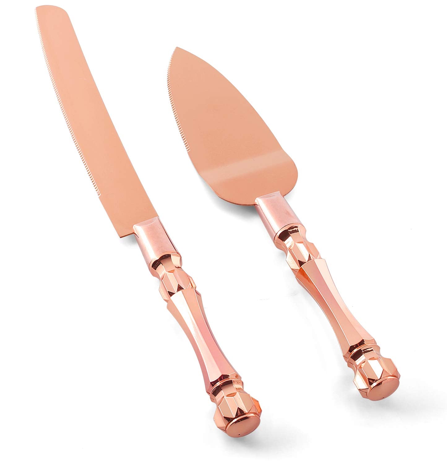 Homi Styles Wedding Cake knife and Server Set | Elegant Rose Gold Color Premium 420 Stainless Steel plated Blades | Cake & Pie Serving Set for Wedding Cake, Birthdays, Anniversaries, Parties