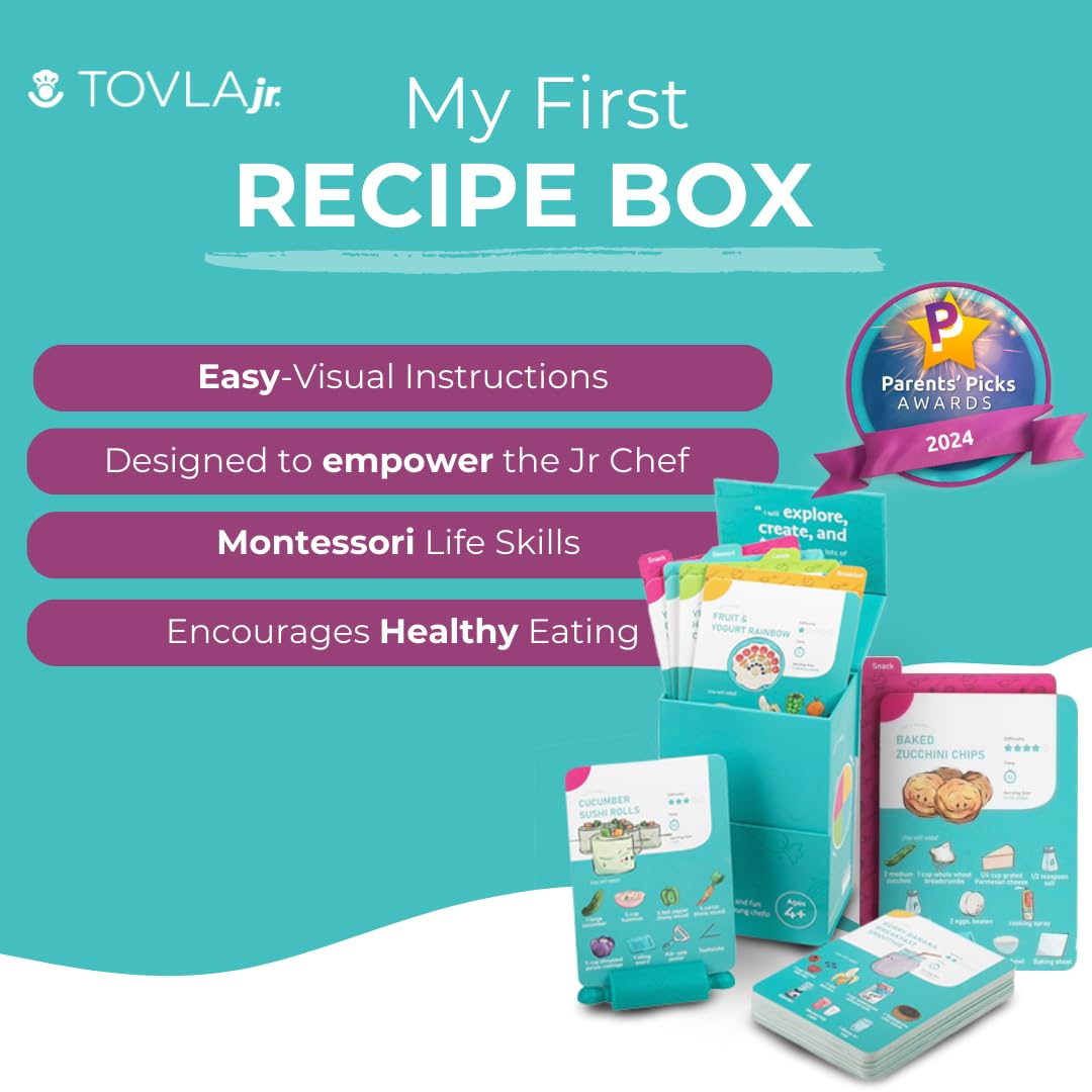 My First Recipe Box for Kids: Montessori-Inspired, Easy-to-Follow Recipes with Visual Guides. Cookbook for Kids Ages 4+ with Storage Box and Recipe Stand.