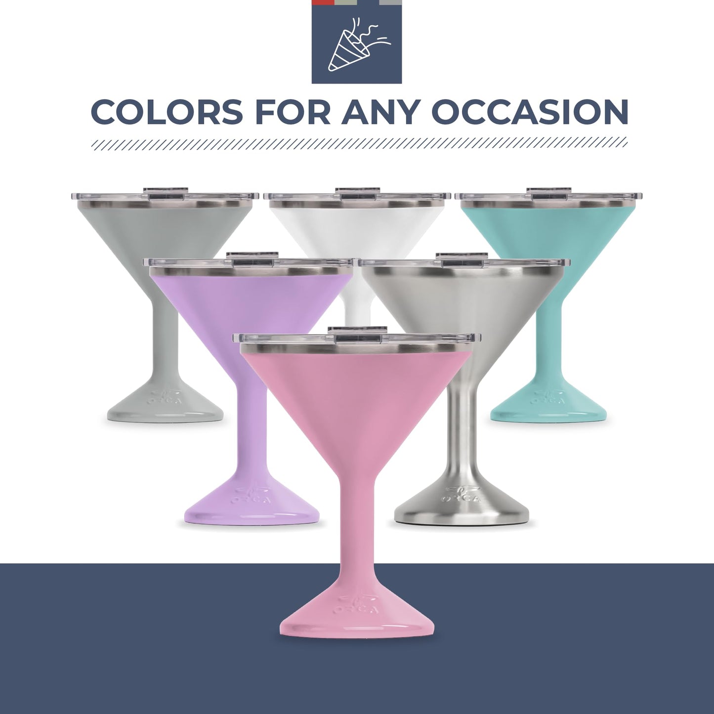 ORCA Tini 13oz Stainless Steel Martini Glass | Temperature Insulated Tumbler for Every Outdoor, Picnic, Poolside, Beach & Patio Party — Stainless Steel