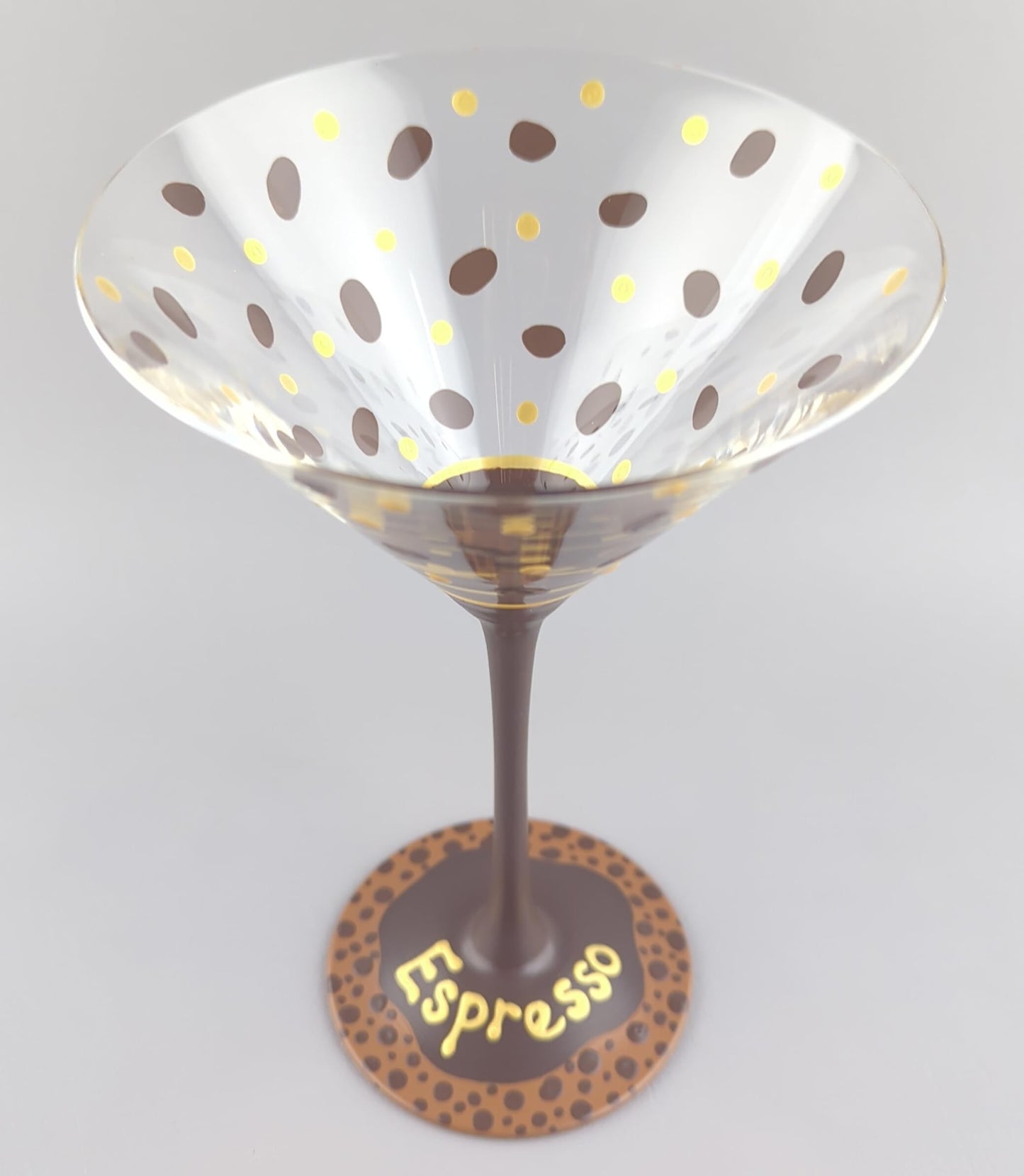 Espresso Themed Martini Glass - Hand Painted - Coffee Beans - Fancy, Elegant - Cocktail Gift